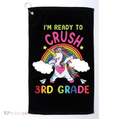 Ready To Crush 3Rd Grade Dabbing Unicorn Back To School Gift Golf Towel