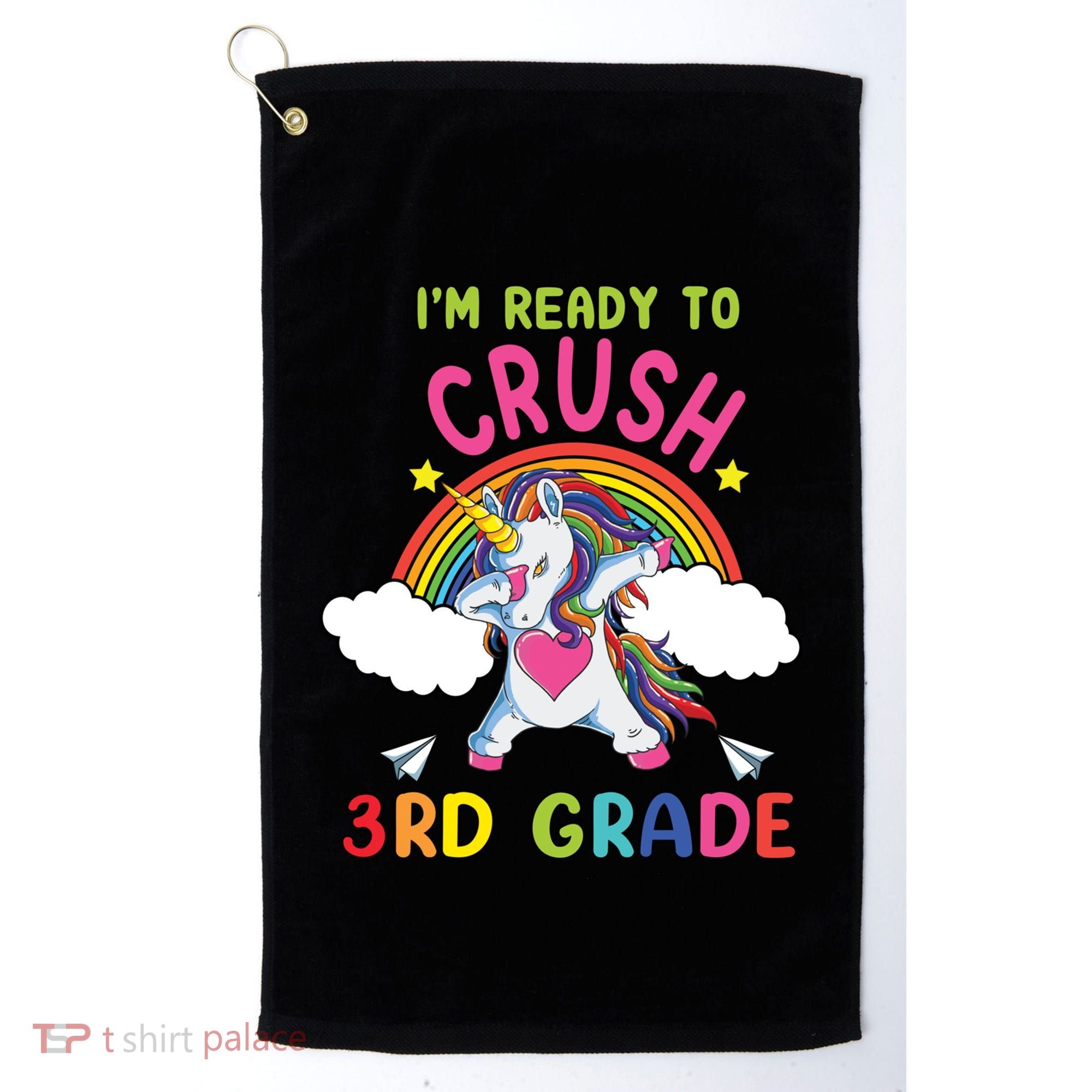 Ready To Crush 3Rd Grade Dabbing Unicorn Back To School Gift Golf Towel