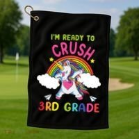 Ready To Crush 3Rd Grade Dabbing Unicorn Back To School Gift Golf Towel thumb 1