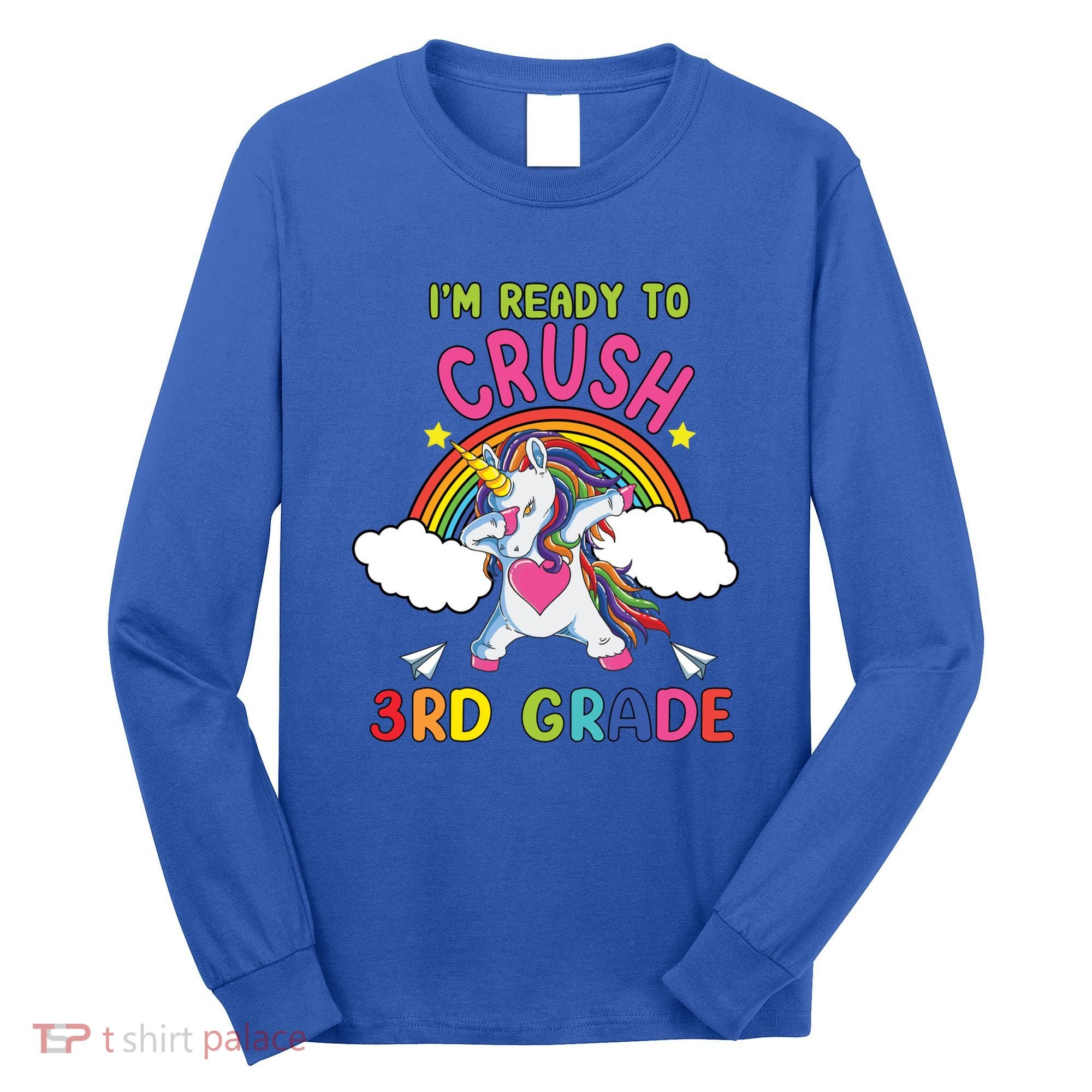 Ready To Crush 3Rd Grade Dabbing Unicorn Back To School Gift Long Sleeve Shirt