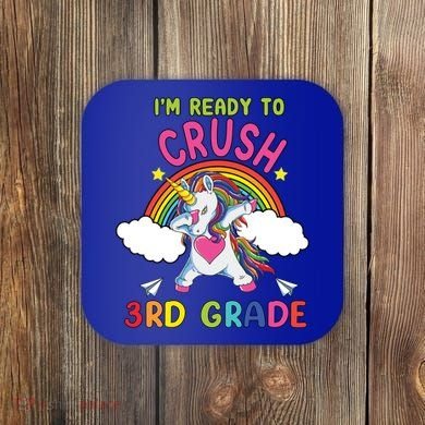 Ready To Crush 3Rd Grade Dabbing Unicorn Back To School Gift Coaster