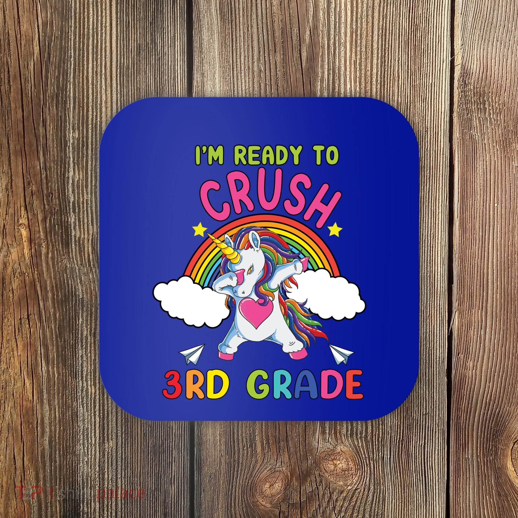 Ready To Crush 3Rd Grade Dabbing Unicorn Back To School Gift Coaster