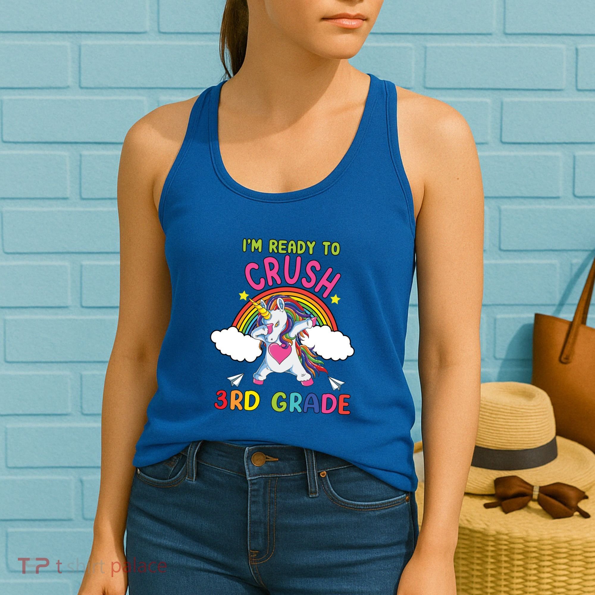 Ready To Crush 3Rd Grade Dabbing Unicorn Back To School Gift Women's Tank Top