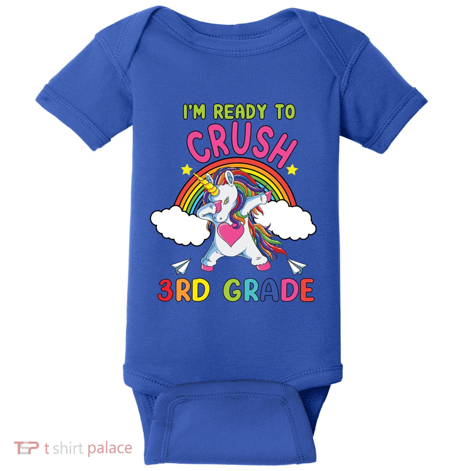 Ready To Crush 3Rd Grade Dabbing Unicorn Back To School Gift Baby Bodysuit