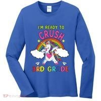 Ready To Crush 3Rd Grade Dabbing Unicorn Back To School Gift Women's Long Sleeve Shirt thumb 0