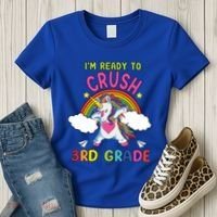Ready To Crush 3Rd Grade Dabbing Unicorn Back To School Gift Women's T-Shirt thumb 3