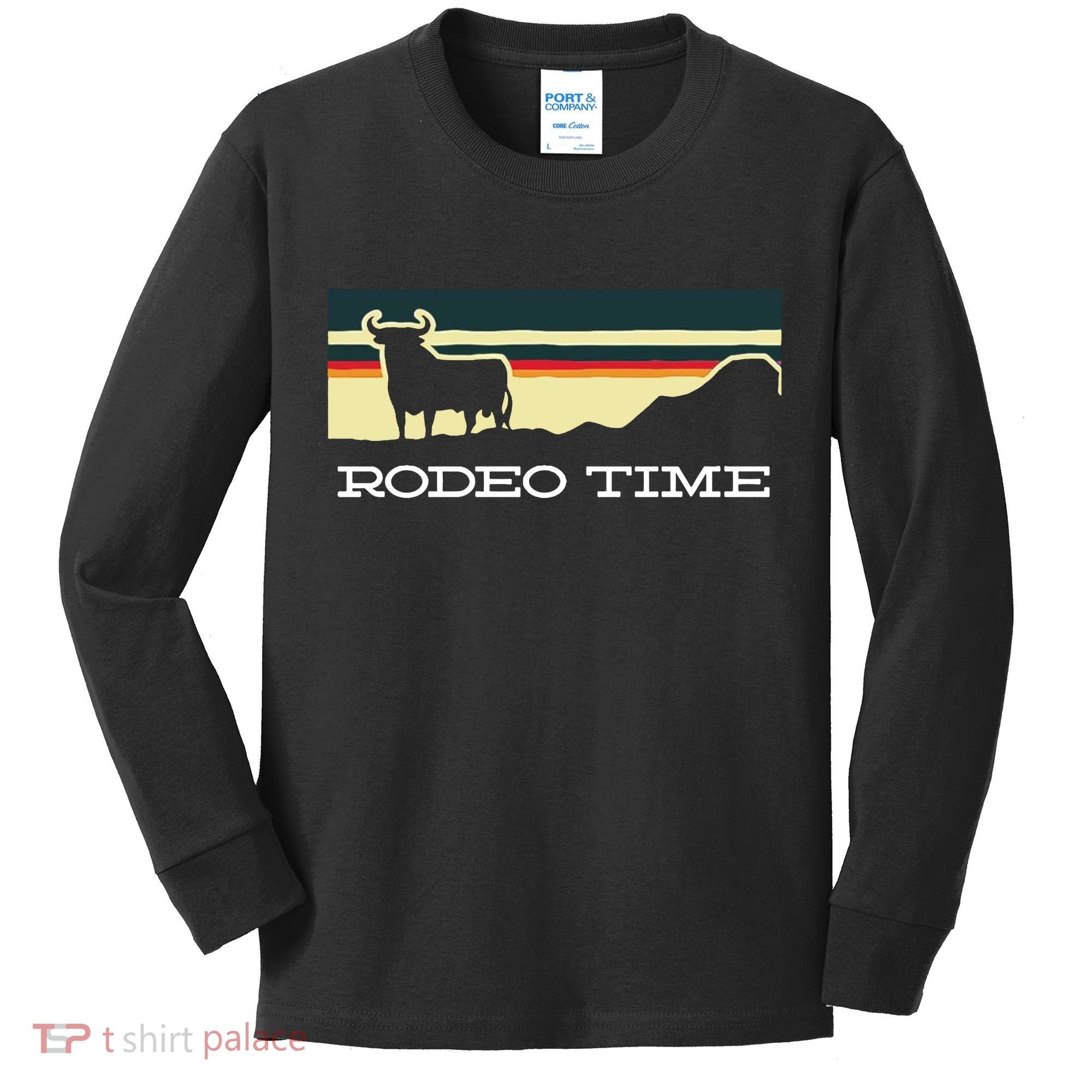 Rodeo Time Cowboy Wild West Cow Horseman Ranch Lasso Boots Kids Long Sleeve Shirt