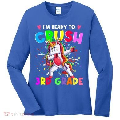 Ready To Crush 3Rd Grade Unicorn Back To School Gift Women's Long Sleeve Shirt