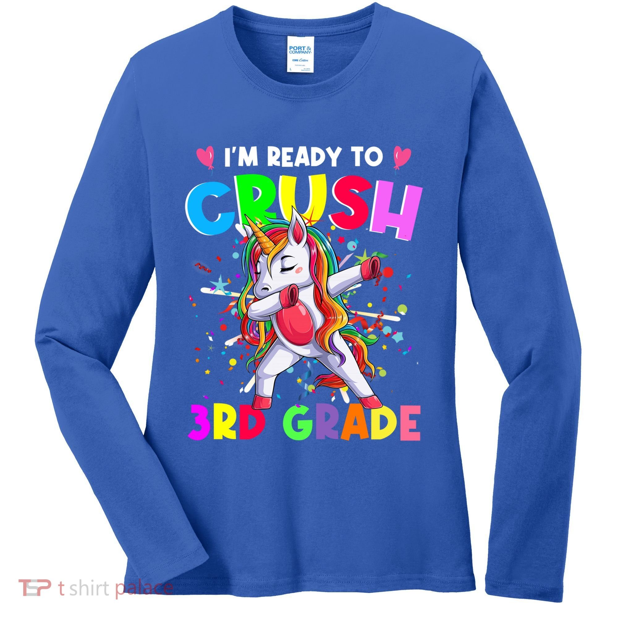 Ready To Crush 3Rd Grade Unicorn Back To School Gift Women's Long Sleeve Shirt