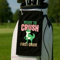 Ready To Crush First Grade TRex Dinosaur Cool Gift Golf Towel thumb 2