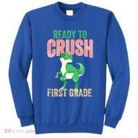 Ready To Crush First Grade TRex Dinosaur Cool Gift Sweatshirt thumb 0