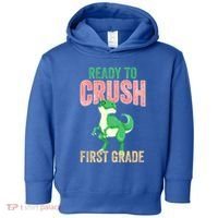 Ready To Crush First Grade TRex Dinosaur Cool Gift Toddler Hoodie thumb 0