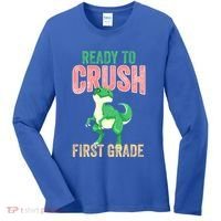 Ready To Crush First Grade TRex Dinosaur Cool Gift Women's Long Sleeve Shirt thumb 0