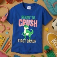 Ready To Crush First Grade TRex Dinosaur Cool Gift Kids T-Shirt thumb 3