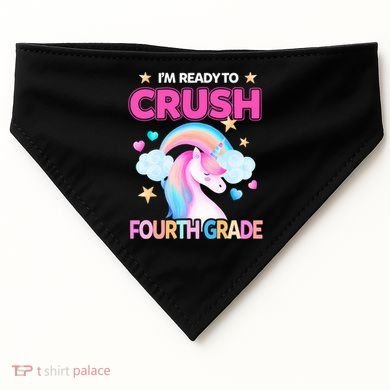 Ready To Crush Fourth Grade 4Th Unicorn Back To School Gift USA-Made Doggie Bandana