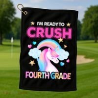 Ready To Crush Fourth Grade 4Th Unicorn Back To School Gift Golf Towel thumb 1