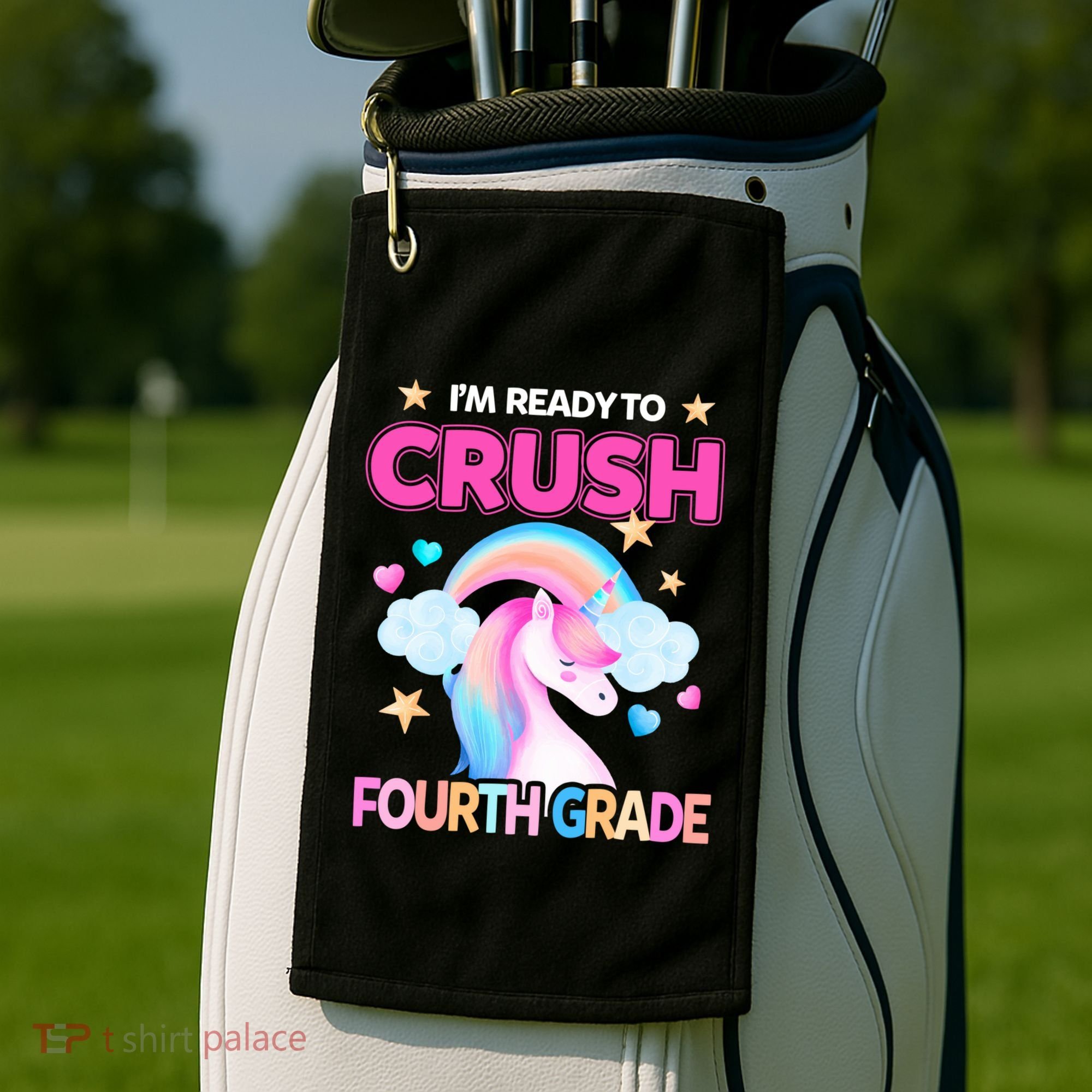 Ready To Crush Fourth Grade 4Th Unicorn Back To School Gift Golf Towel