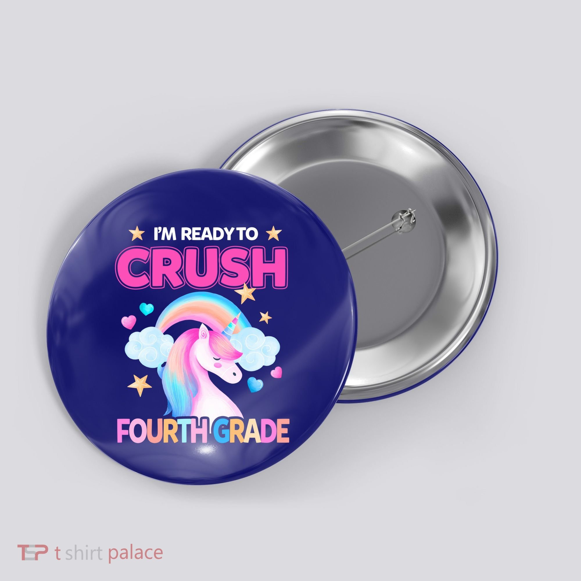 Ready To Crush Fourth Grade 4Th Unicorn Back To School Gift Button