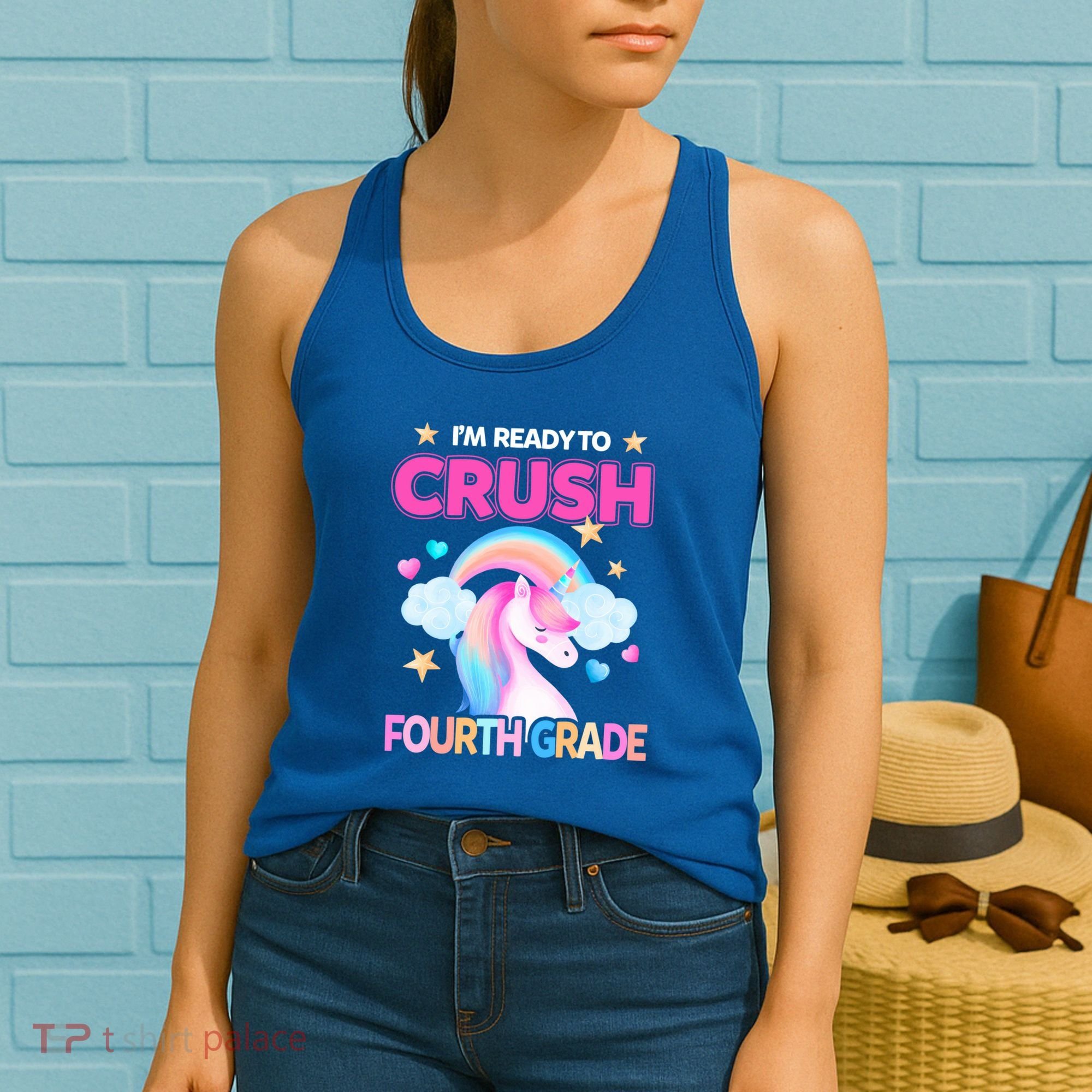 Ready To Crush Fourth Grade 4Th Unicorn Back To School Gift Women's Tank Top