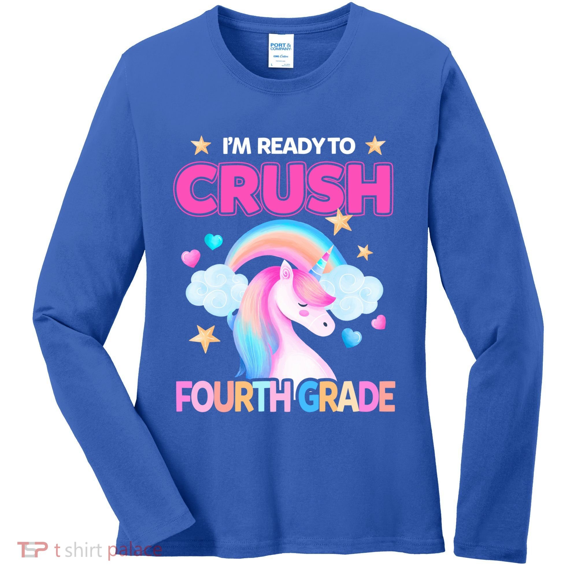 Ready To Crush Fourth Grade 4Th Unicorn Back To School Gift Women's Long Sleeve Shirt