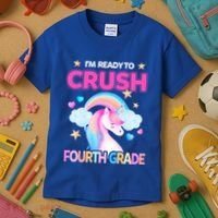 Ready To Crush Fourth Grade 4Th Unicorn Back To School Gift Kids T-Shirt thumb 3
