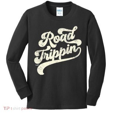 Road Trippin Cool Retro Vintage Road Trip Distressed Kids Long Sleeve Shirt