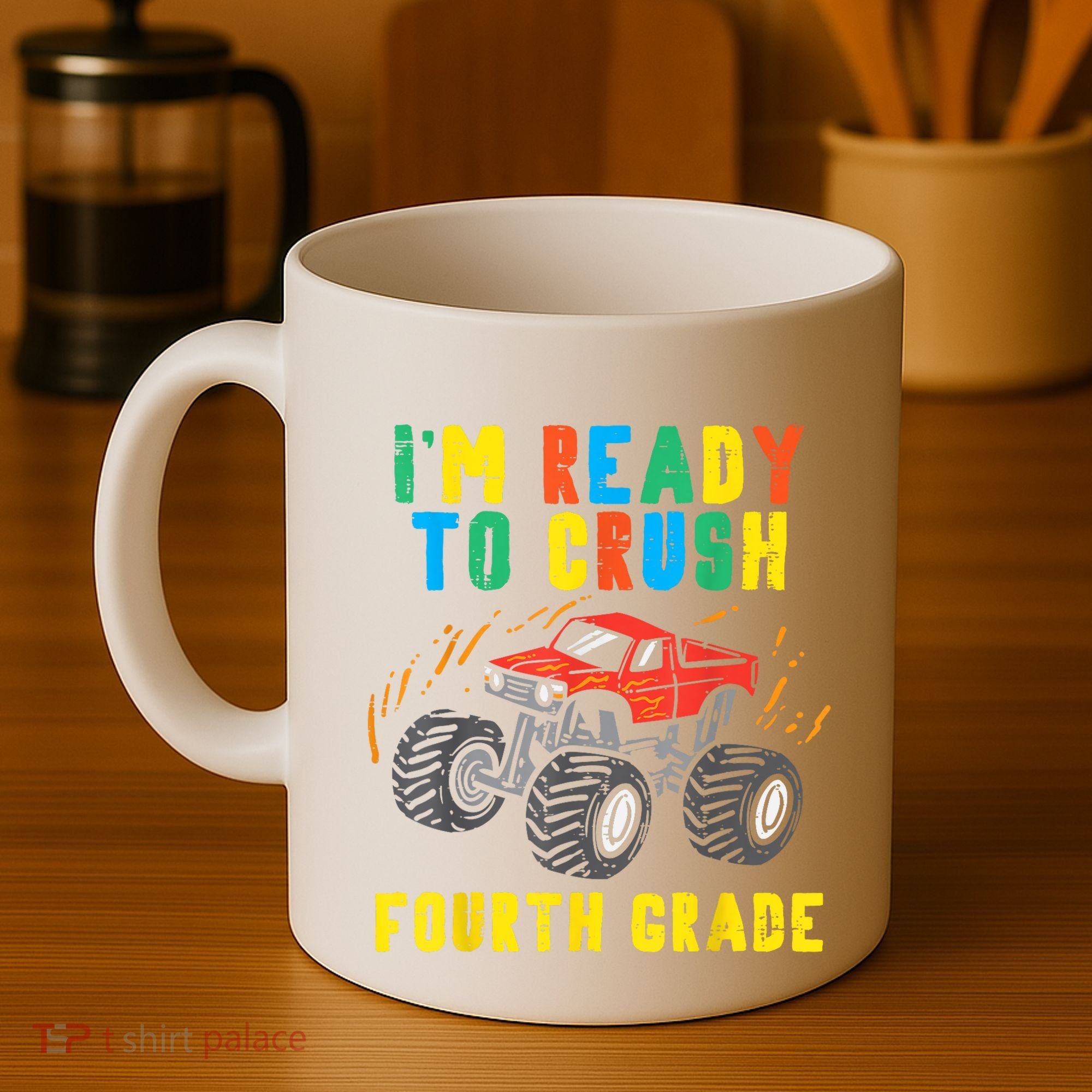 Ready To Crush 4th Grade Monster Truck First Day School Boy Coffee Mug