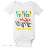 Ready To Crush 4th Grade Monster Truck First Day School Boy Baby Bodysuit thumb 0