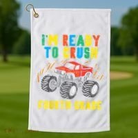 Ready To Crush 4th Grade Monster Truck First Day School Boy Golf Towel thumb 1
