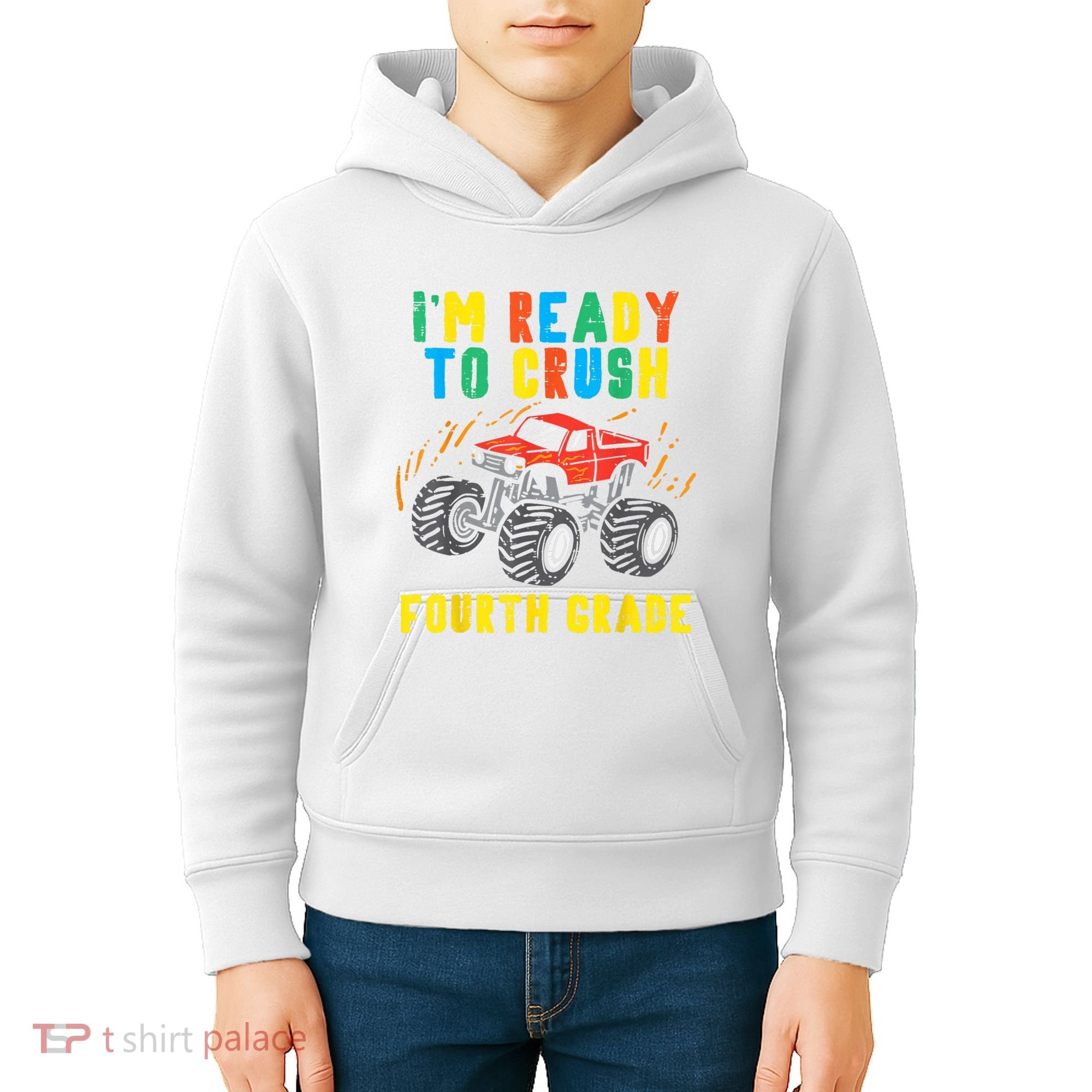 Ready To Crush 4th Grade Monster Truck First Day School Boy Kids Hoodie