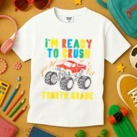 Ready To Crush 4th Grade Monster Truck First Day School Boy Kids T-Shirt thumb 3