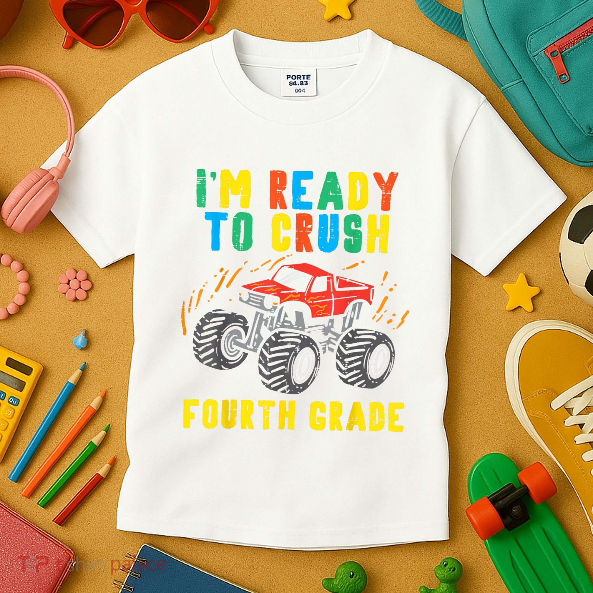 Ready To Crush 4th Grade Monster Truck First Day School Boy Kids T-Shirt