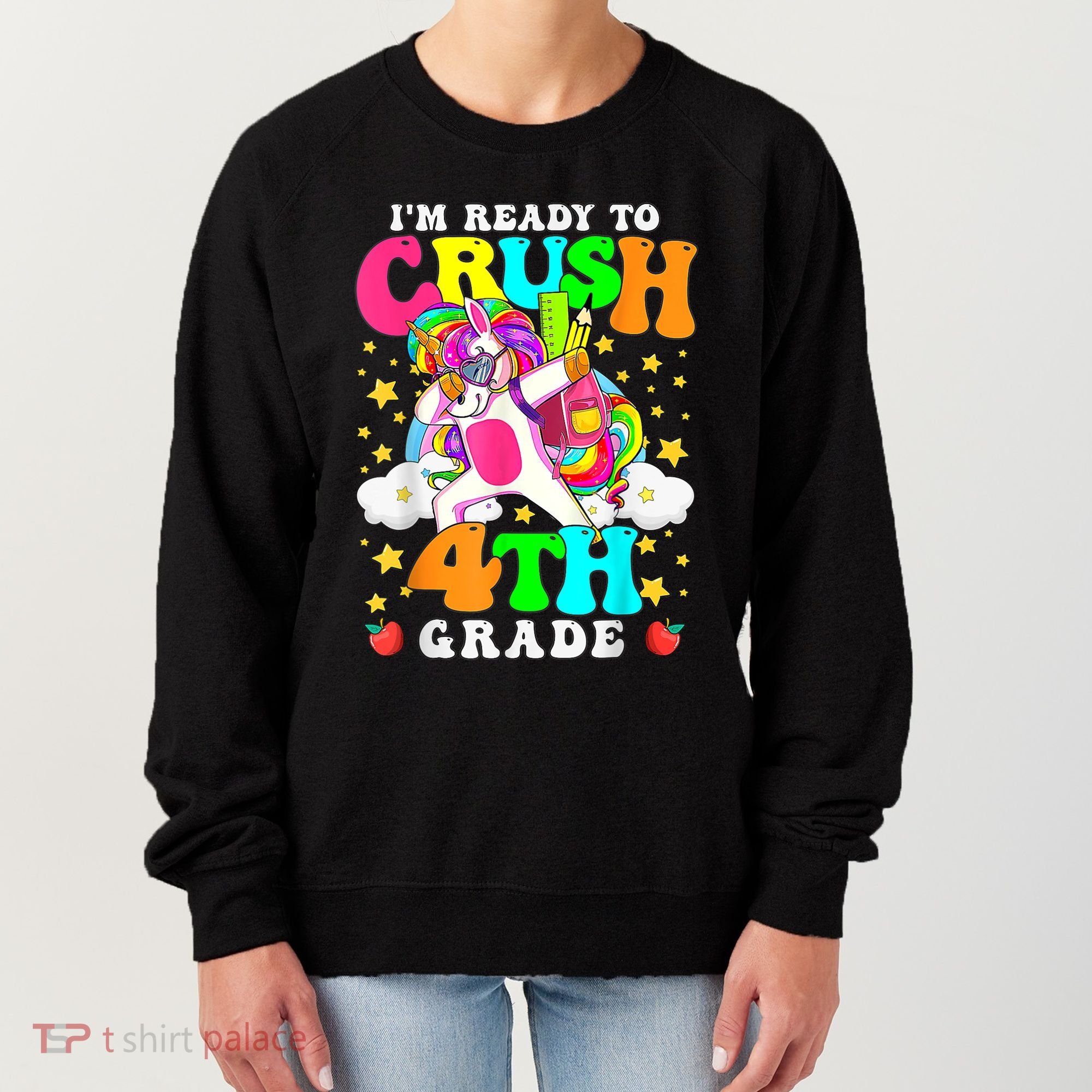Ready To Crush 4th Grade Cute Unicorn Back To School Girl Women's Sweatshirt