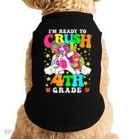Ready To Crush 4th Grade Cute Unicorn Back To School Girl Doggie Tank thumb 0