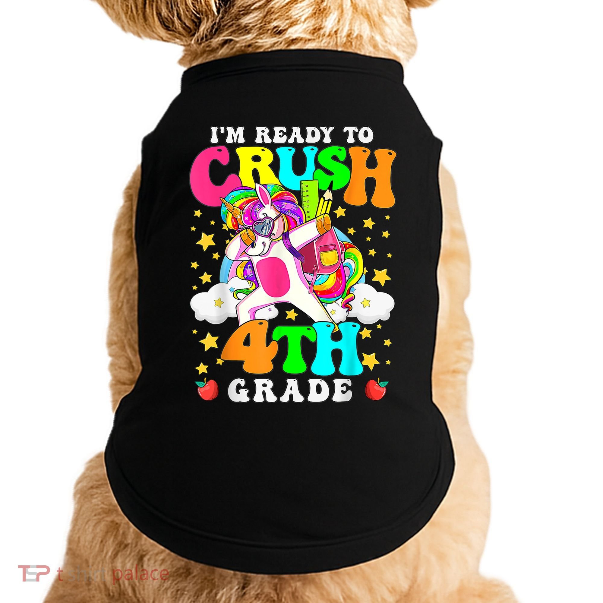 Ready To Crush 4th Grade Cute Unicorn Back To School Girl Doggie Tank