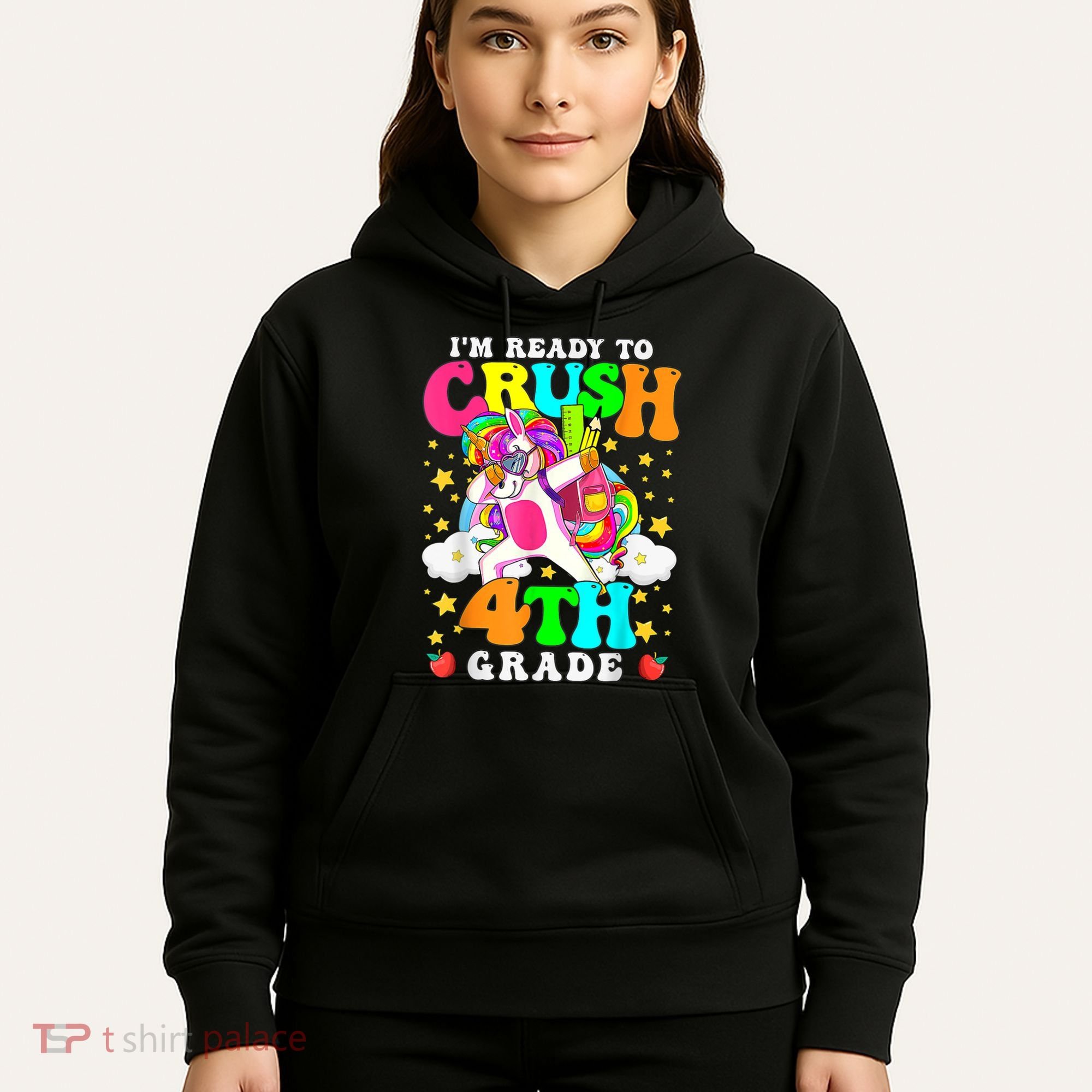 Ready To Crush 4th Grade Cute Unicorn Back To School Girl Hoodie