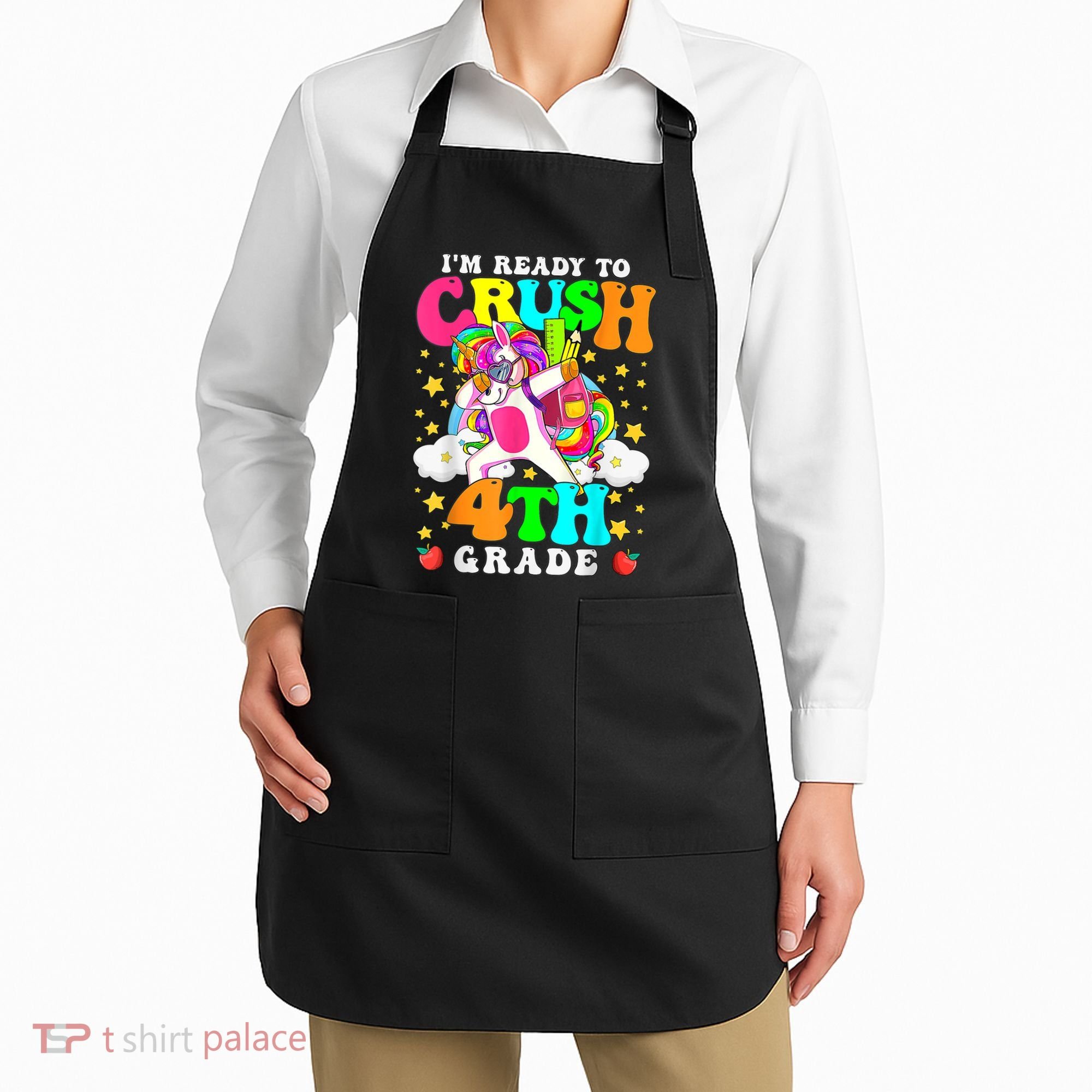 Ready To Crush 4th Grade Cute Unicorn Back To School Girl Apron
