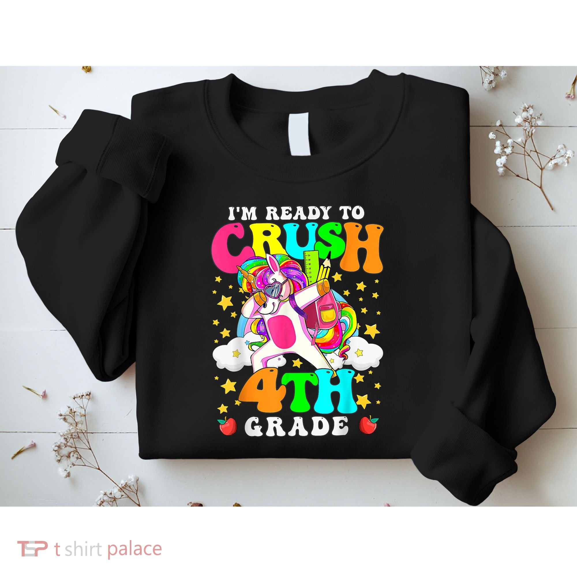 Ready To Crush 4th Grade Cute Unicorn Back To School Girl Sweatshirt