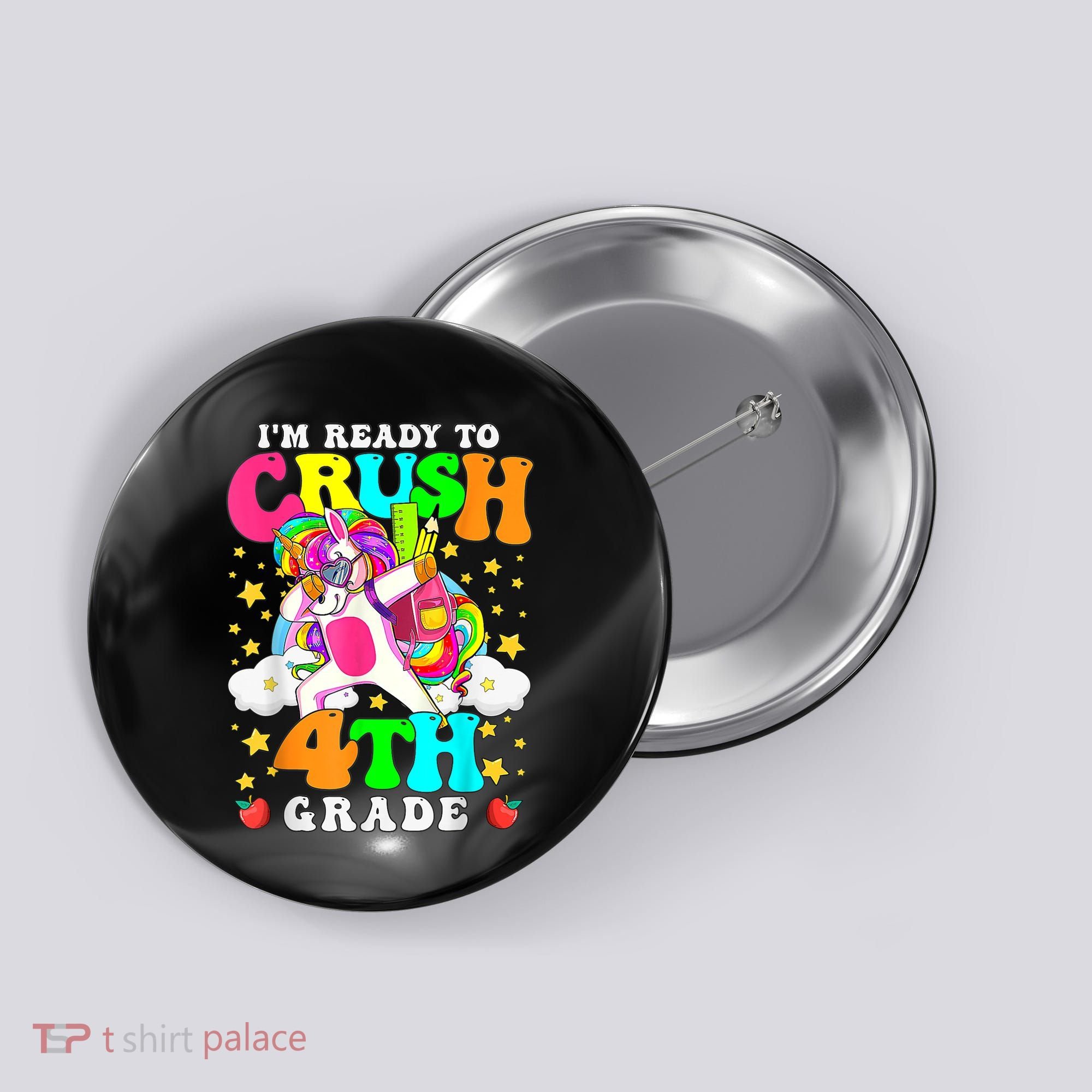 Ready To Crush 4th Grade Cute Unicorn Back To School Girl Button