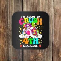Ready To Crush 4th Grade Cute Unicorn Back To School Girl Coaster thumb 0