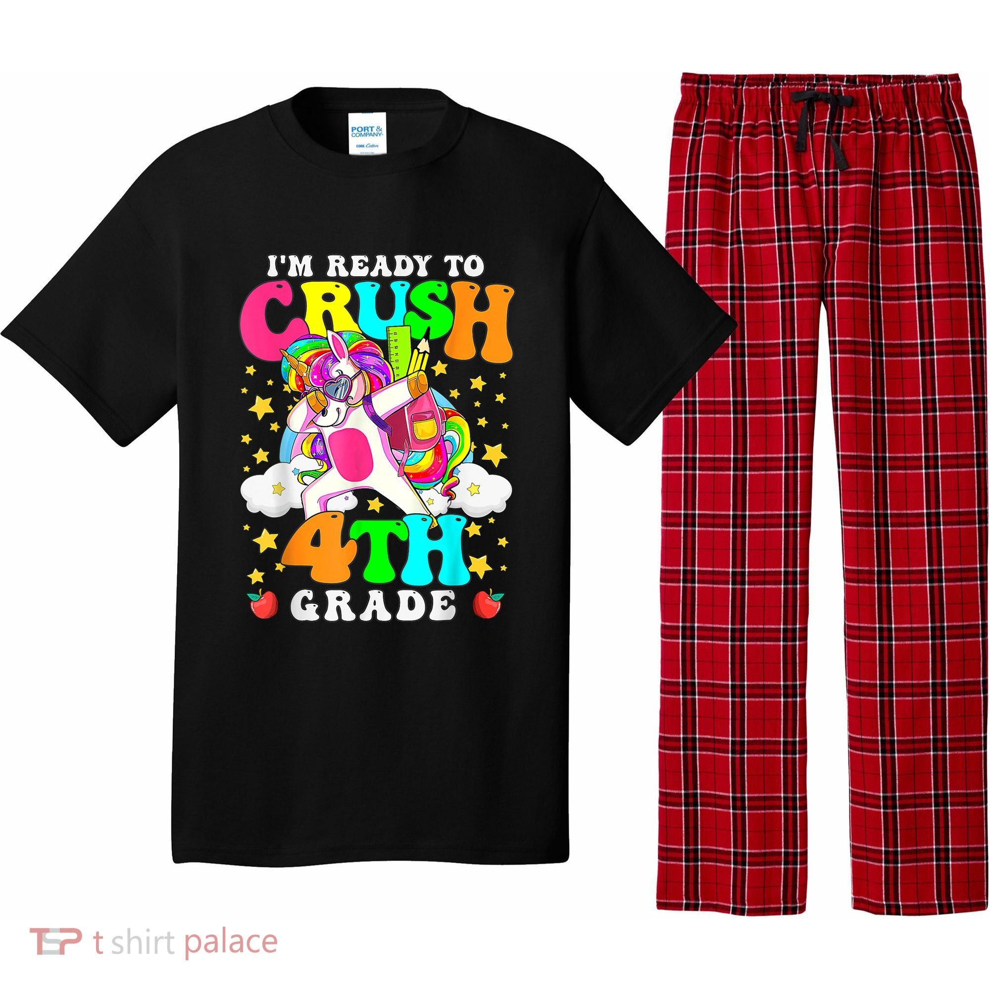Ready To Crush 4th Grade Cute Unicorn Back To School Girl Pajama Set