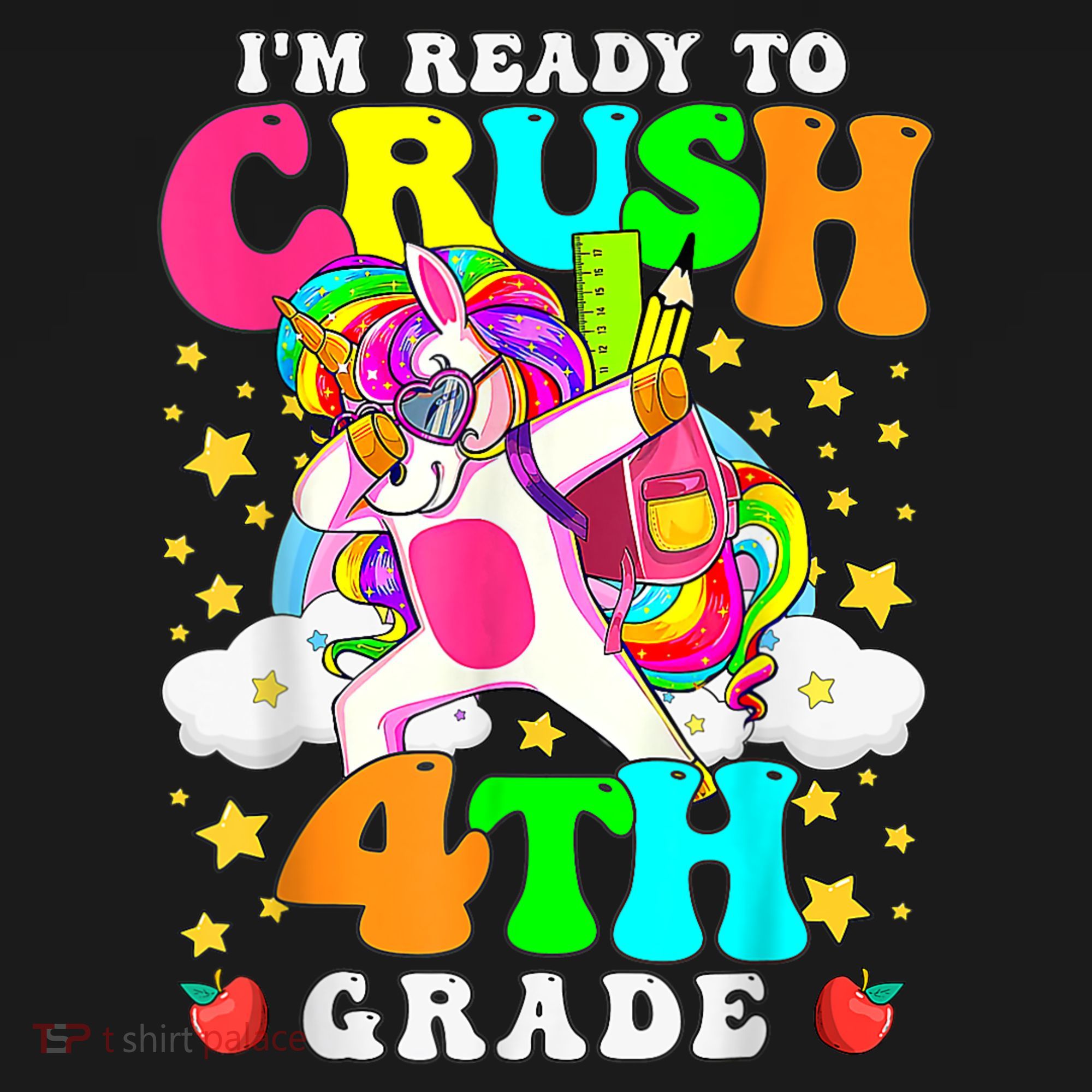 Ready To Crush 4th Grade Cute Unicorn Back To School Girl Women's Hoodie