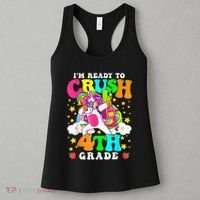 Ready To Crush 4th Grade Cute Unicorn Back To School Girl Women's Tank Top thumb 3