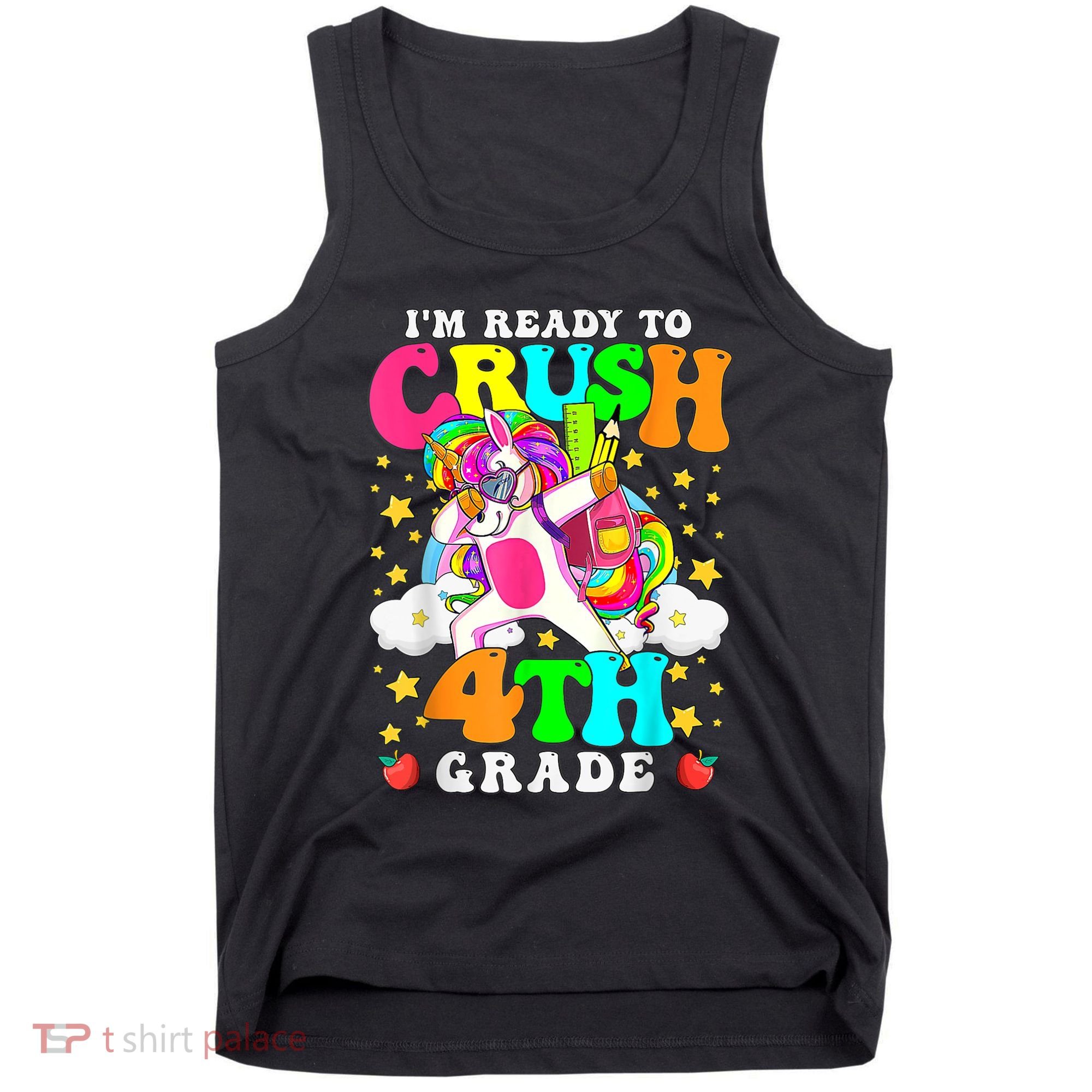 Ready To Crush 4th Grade Cute Unicorn Back To School Girl Tank Top