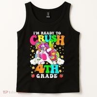 Ready To Crush 4th Grade Cute Unicorn Back To School Girl Tank Top thumb 2
