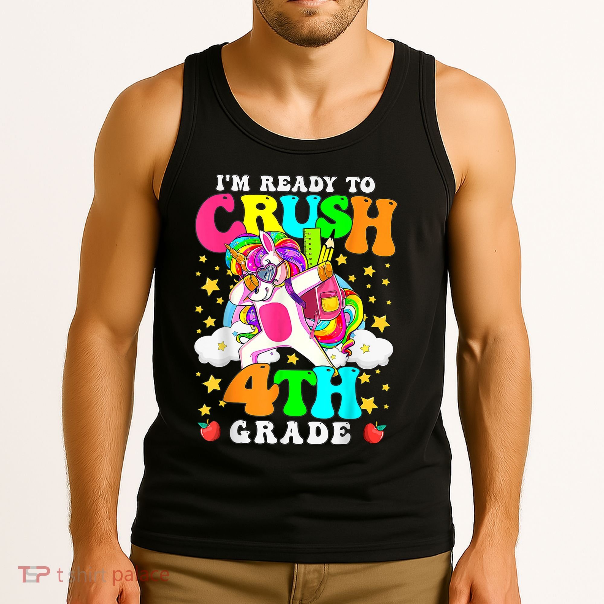 Ready To Crush 4th Grade Cute Unicorn Back To School Girl Tank Top