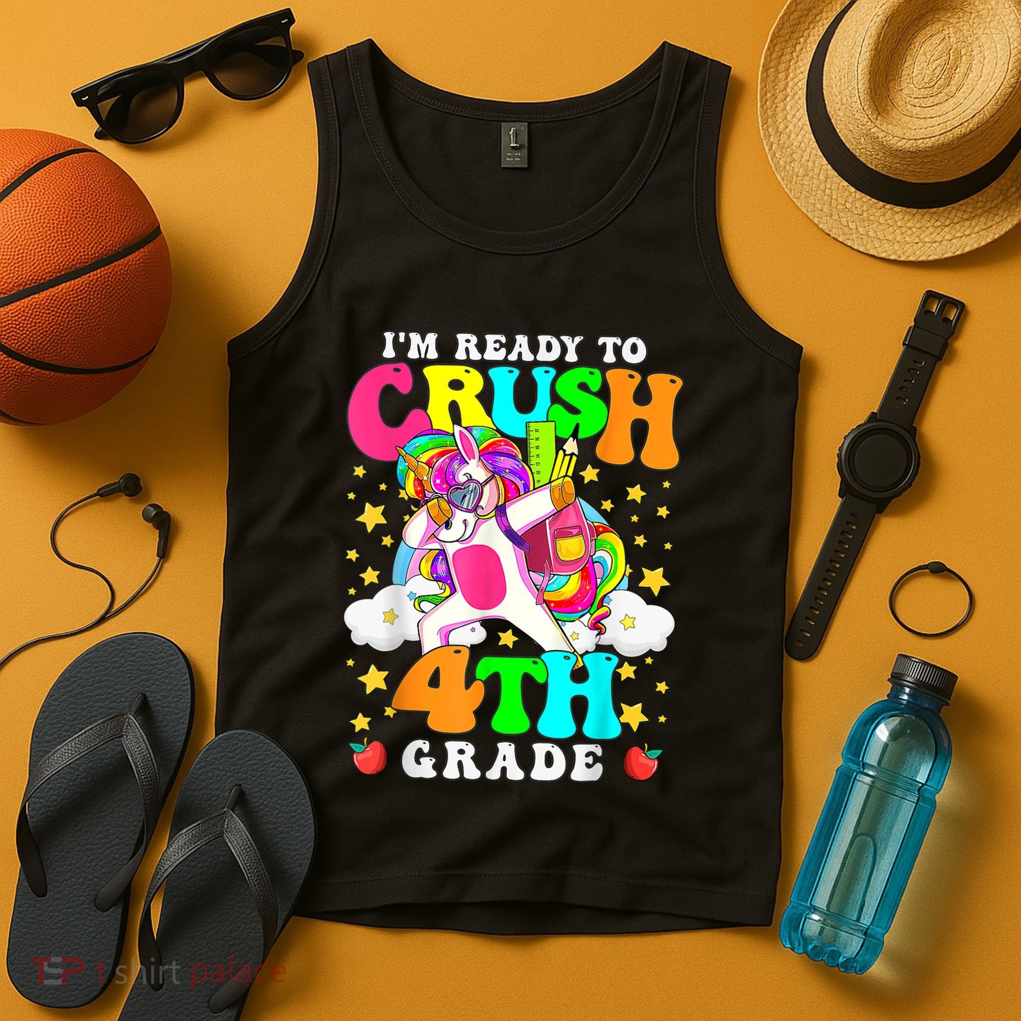 Ready To Crush 4th Grade Cute Unicorn Back To School Girl Tank Top