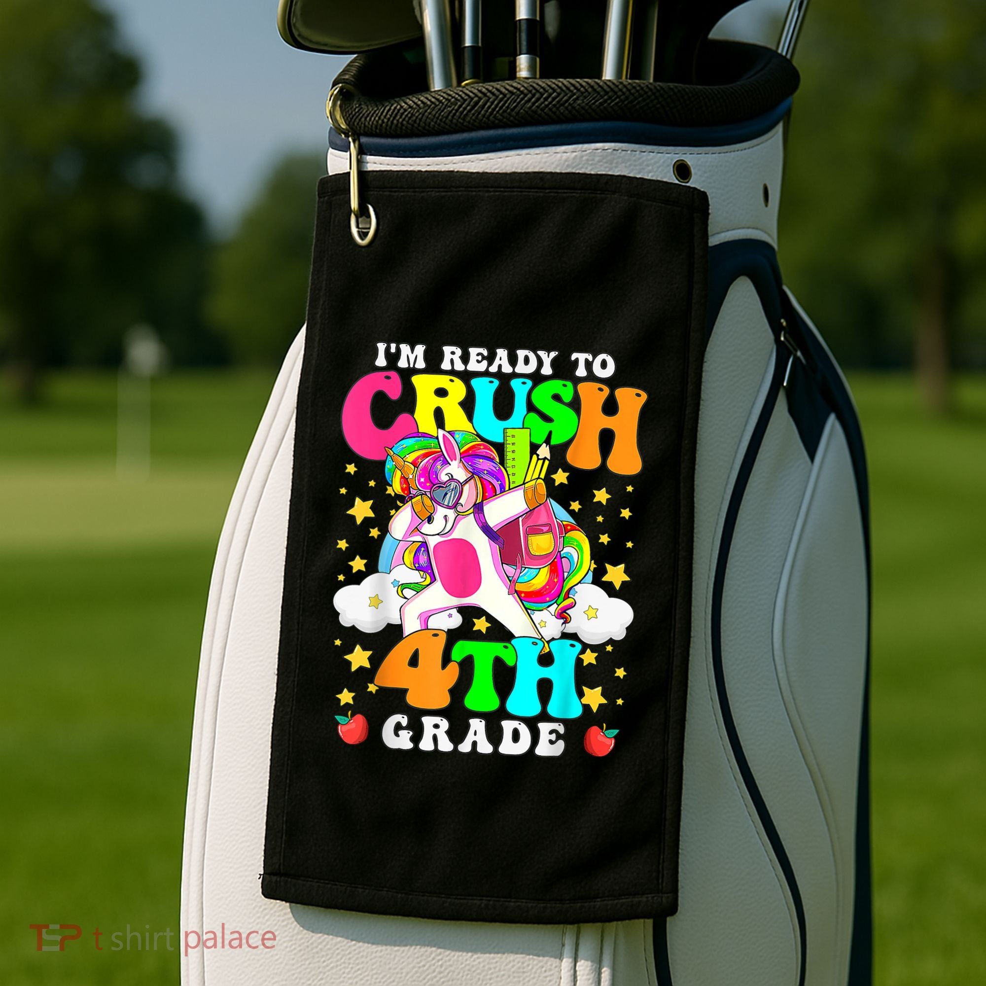 Ready To Crush 4th Grade Cute Unicorn Back To School Girl Golf Towel