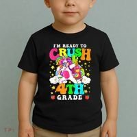 Ready To Crush 4th Grade Cute Unicorn Back To School Girl Toddler T-Shirt thumb 2
