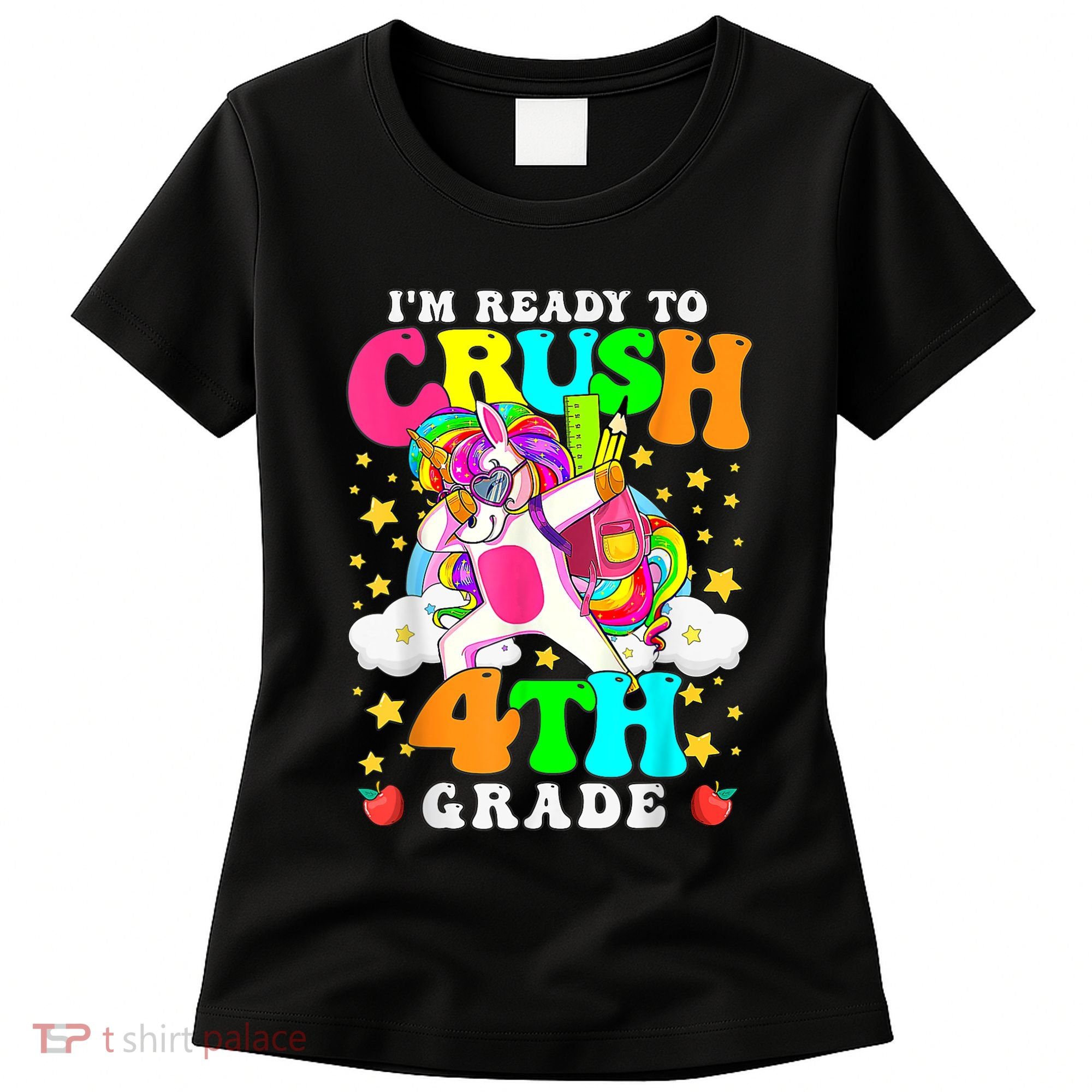Ready To Crush 4th Grade Cute Unicorn Back To School Girl Women's T-Shirt